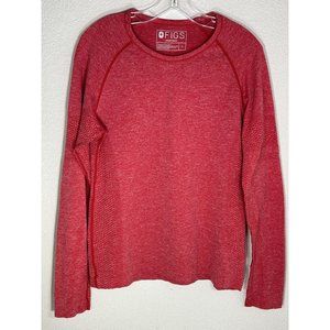 Figs Top Womens Large Salta Performance Underscrub Red Seamless Layering Shirt
